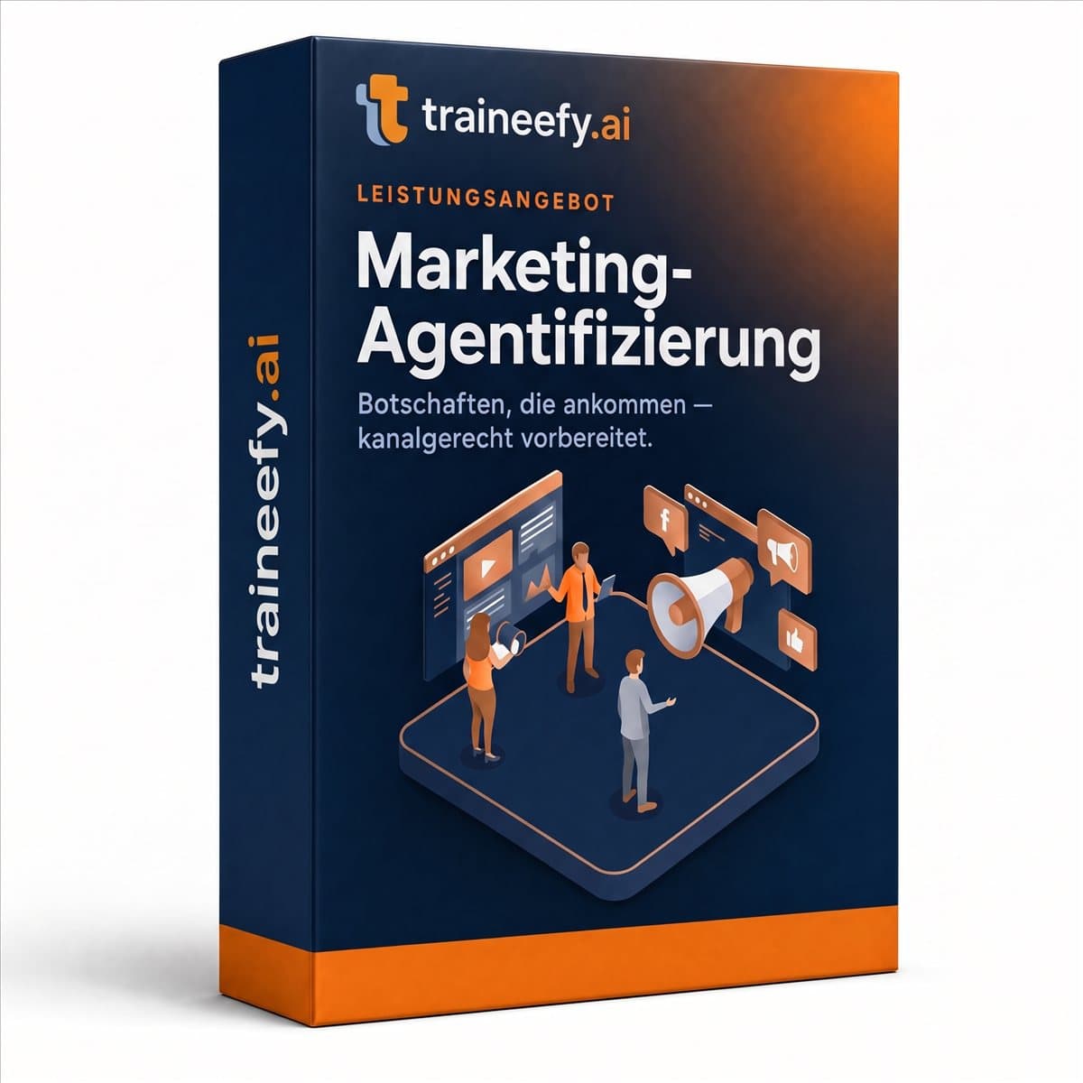 KI-generiertes Bild: Marketing-Agentifizierung — Leistungsangebot als Software-Paket