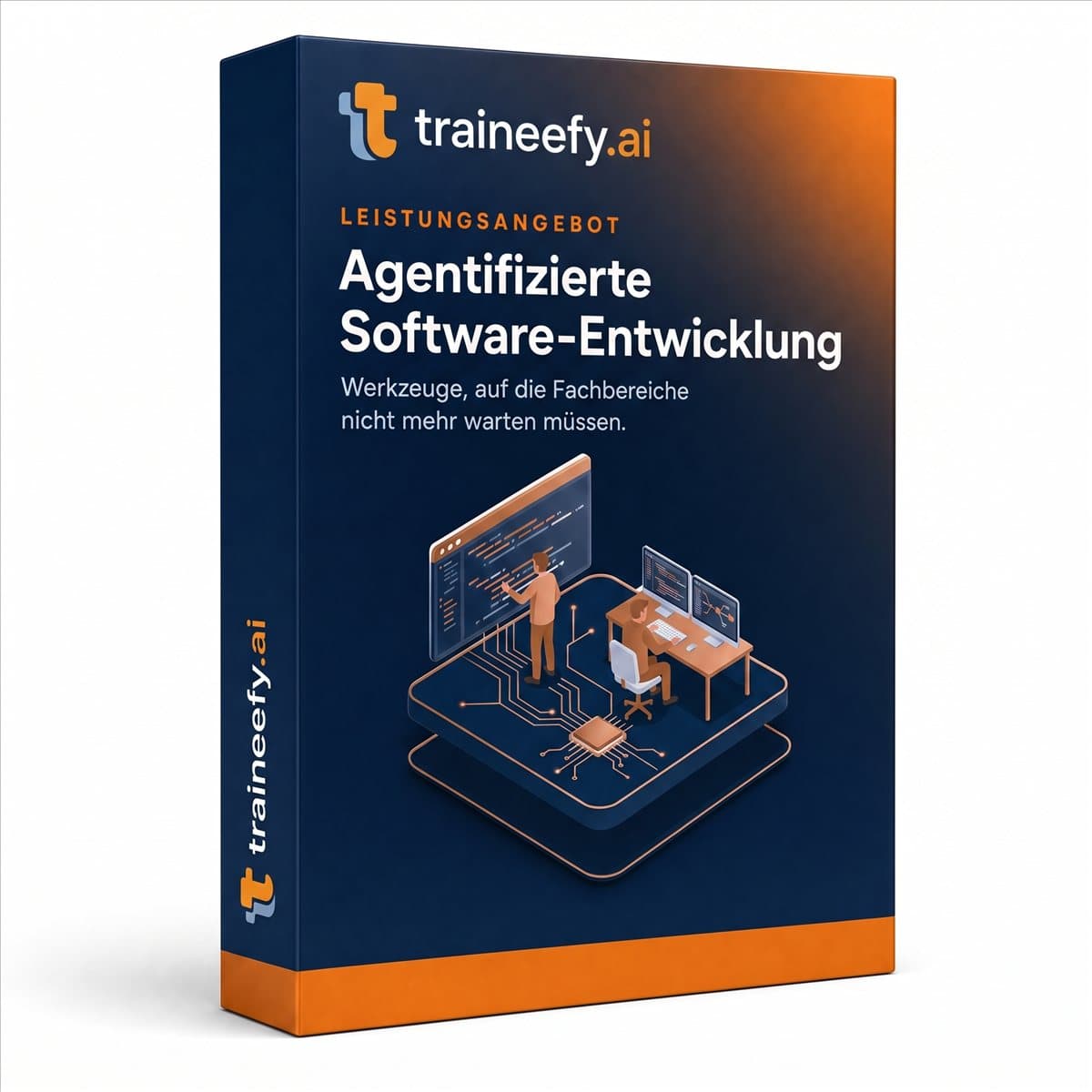 KI-generiertes Bild: Agentifizierte Software-Entwicklung — Leistungsangebot als Software-Paket